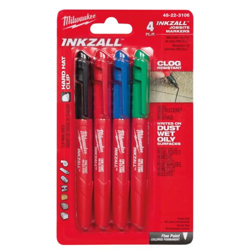 INKZALL JELÖLŐ FILC VÉKONY TARTÓS HEGYŰ 4 DB-OS: KÉK, PIROS, ZÖLD, FEKETE 48223106