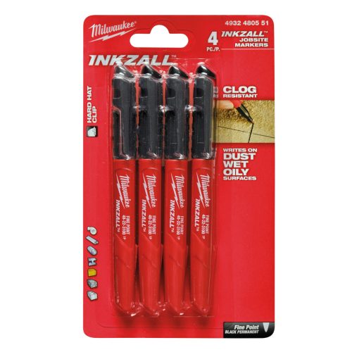 INKZALL JELÖLŐ FILC VÉKONY TARTÓS HEGYŰ FEKETE - 4 DB 4932480551